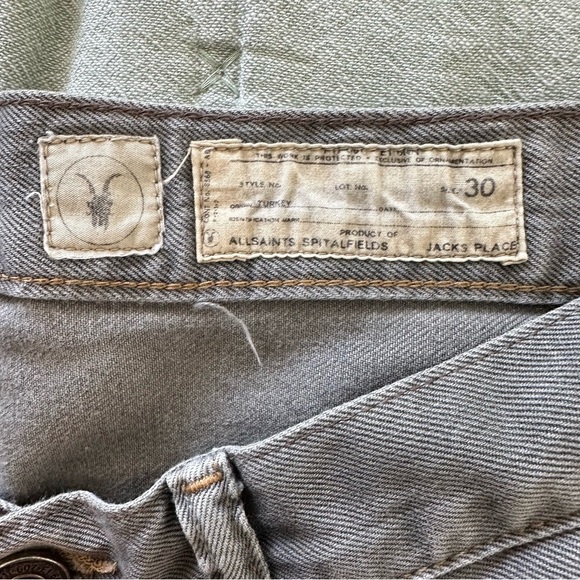 Allsaints Spitalfields Men’s Gray Jacks Place Straight Slim Leg Jeans 30x33 - Picture 3 of 8